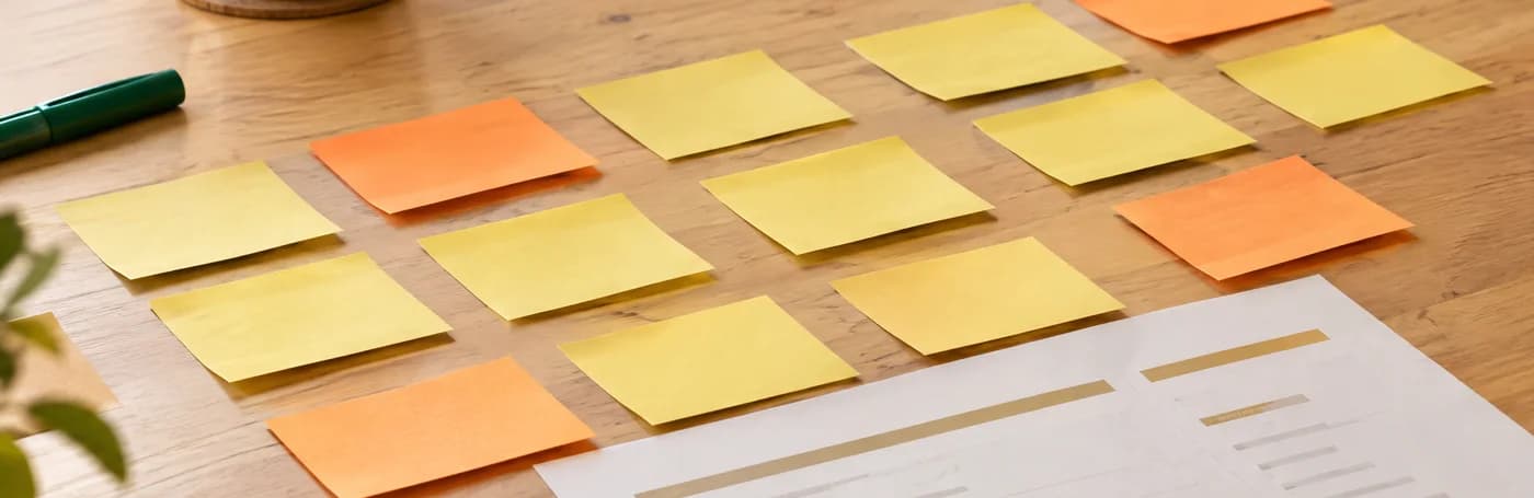 Projectplanning met notities op tafel